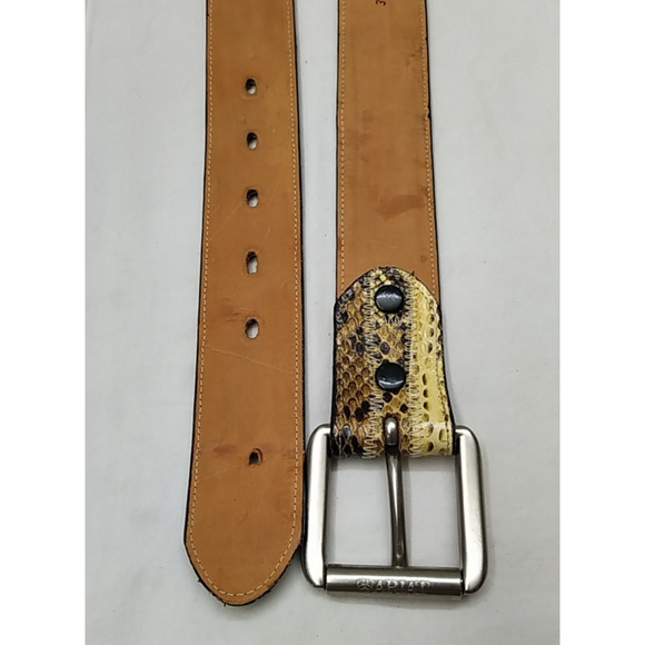 Tony Lama Multicolor Leather Silvertone Buckle Men Belt -Made in USA - Size 34 - Picture 8 of 16